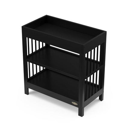 Modern Changing Table in Black Wood Finish with Safety Rail and Changing Pad