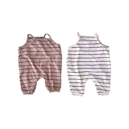 Summer Arrival Baby Unisex Simple Sleeveless Striped Rompers